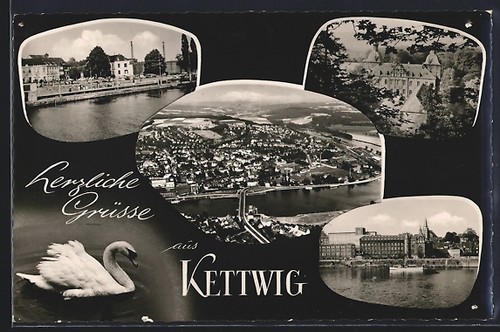 Kettwig ortsansicht aus - ak, kettwig,