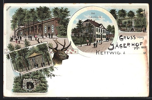 Lithographie kettwig gasthaus - lithographie, kettwig,