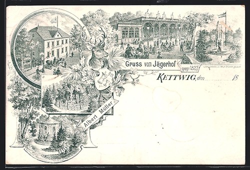 Lithographie kettwig hotel - lithographie,